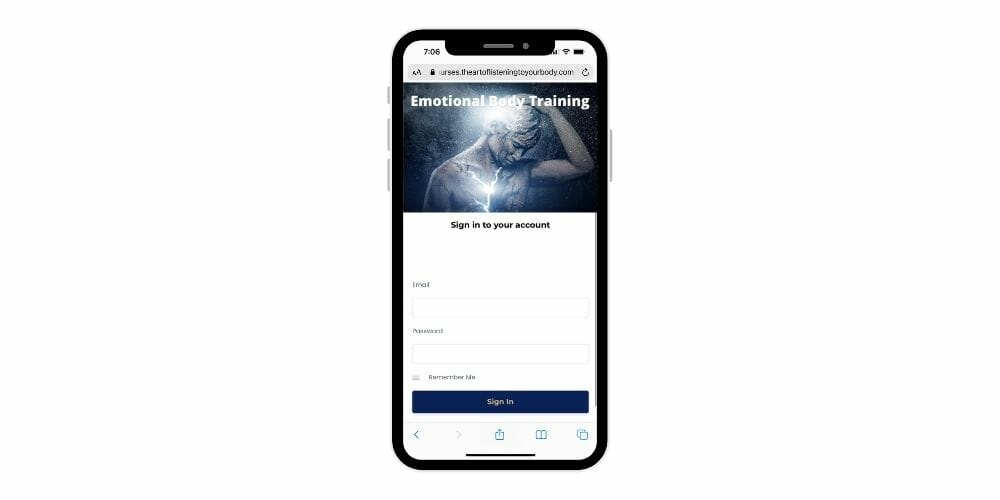 jin ong emotional body practitioner training kajabi app phone screenshot